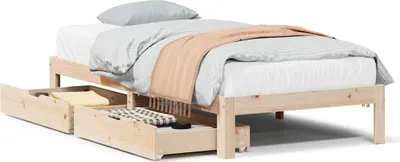 Produktbild von vidaXL Massivholzbett mit Schubladen 90x190 cm Massivholz Kiefer