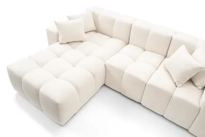 Obrázek produktu pro Rohová sedací souprava 265 cm Napoli - rohová sedací souprava s prémiovou tkaninou, designová sedací souprava, rohová sedací souprava ve tvaru L, levá (krémová - Komodo 10)