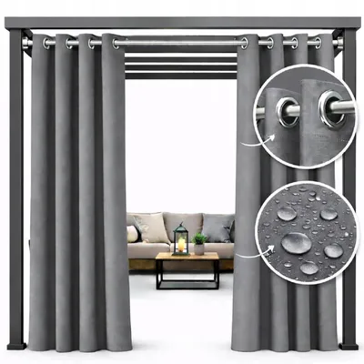 Produktbild von Wasserdichter Gartenvorhang 155x260 auf Rollen für Terrasse oder Balkon, dunkelgrau, 1