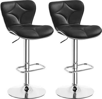 Produktbild von Yaheetech 2er Barhocker-Set  Sitzhocker mit Rückenlehne & Fußstütze Höhenverstellbarer Barstühle Sitzhöhe 61 cm - 82,5 cm bis 136 kg Belastbar