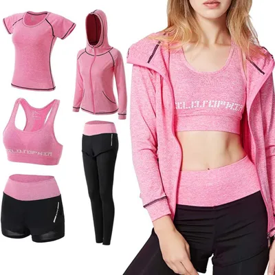 Image de Ensemble de jogging pour femmes, ensemble de sport, tenue de yoga, ensemble 5 pièces, vêtements de sport