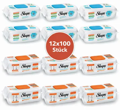 Produktbild von Sleepy Easy Clean Oberflächenreinigungstücher – 6x100 Ocean + 6x100 Orange | Kalklöser