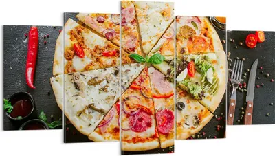 Produktbild von Bild auf Leinwand - Leinwandbild - Pizza Käse Tomaten - 160x85cm - Wand Bild - Wanddeko - Leinwanddruck - Bilder - Kunstdruck - Wanddekoration - Leinwand bilder - Wandkunst - EA160x85-4118