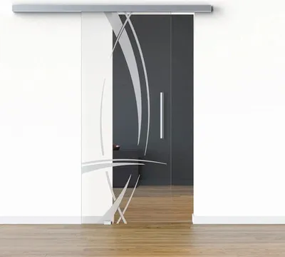 Produktbild von Pertura Glasschiebetür Komplettset Glera Tangle 01 775x2175 mm Links inkl.Beschlag Selir Aluminium Edelstahloptik,Stange