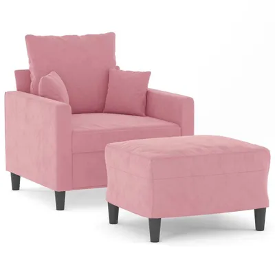 Produktbild von vidaXL Sessel mit Hocker Rosa 60 cm Samt