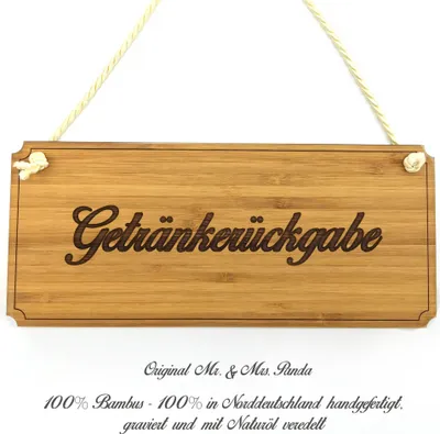 Produktbild von Mr. & Mrs. Panda Schild Getränkerückgabe - Geschenk, Geschenkidee, Türschild, Landhaus, Graviert, Werbeschild, Holz, Wegweiser, Shabby