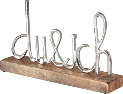 Produktbild von Schriftzug Du Und Ich L25cm Silber Mango Holz Tischdeko Geschenk Aufsteller Deko