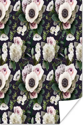 Produktbild von MuchoWow® Poster Blumen - Anemone - Muster 60x90 cm - Wanddekoration