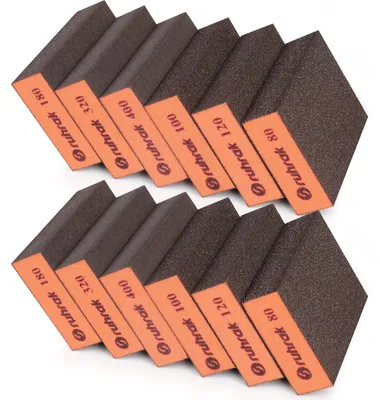 Produktbild von Schleifklotz Schleifschwamm Schleifpad - 12 Stück - Körnung 80 bis 400 - Nass und trocken - 10 x 7 x 2,5 cm