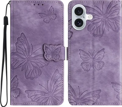 Produktbild von iPhone 16 Hülle - Coverup Schmetterlinge Klapphülle - Violett
