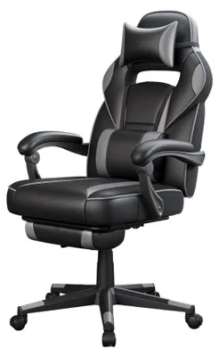 Obrázek produktu pro Herní židle – Ergonomická, s nastavitelnou opěradlem, s podnožkou, maximální nosnost 150 kg