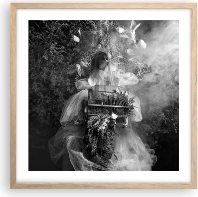 Produktbild von Gerahmtes Poster - Rahmen in heller Eiche - Retro Vintage Frau - 50x50 cm - Wand Bild - Wanddeko - Wandbilder - Kunstposter - Wandposter - Bilderrahmen - Bilder - Kunstdruck - P2NAC50x50-4940