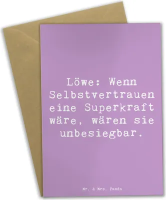 Produktbild von Mr. & Mrs. Panda Grußkarte Spruch Löwe Superkraft - Lavendeltraum - Geschenk, Geschenke Astrologie, Tierkreiszeichen, hochzeitskarten, kommunionskarte, August Geburtstag