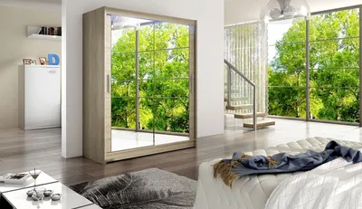 Obrázek produktu pro Šatní skříň 150 cm se zrcadlem a LED osvětlením ELADIO 11 - dub sonoma