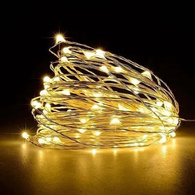 Produktbild von Märchenbeleuchtung, 4 Stück, 100 LED-Kabelbeleuchtung an Batterien, Innen- und Außenlampen, Schlafzimmer, Hochzeitsdekoration, Weihnachten, Baumdekoration (10 Meter, warmweiß)