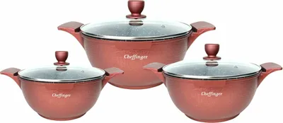 Immagine prodotto di Set di pentole 20-24-28 cm 6 pezzi induzione alluminio ghisa stoviglie Borgogna