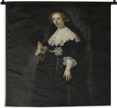 Produktbild von MuchoWow® Wandteppich Wandbehang Eheporträt von Oopjen Coppit - Gemälde von Rembrandt van Rijn 150x150 cm Tapisserie Dekoration Wandtuch - Wohnaccessoires - Modernes