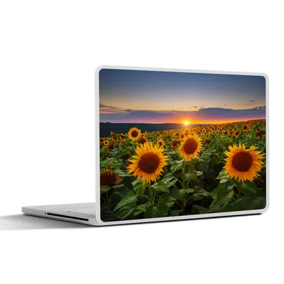 Produktbild von MuchoWow® Laptop Aufkleber Sticker Cover Blumen - Nacht - Sonnenuntergang - Sonnenblume - Horizont 30x22 cm - Laptop-Sticker