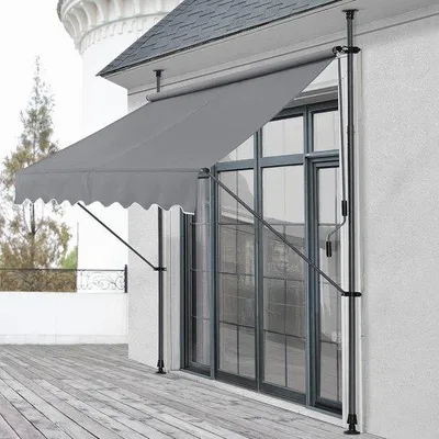 Produktbild von Klemmmarkise 200x120 cm - Mittelgrau, höhenverstellbar