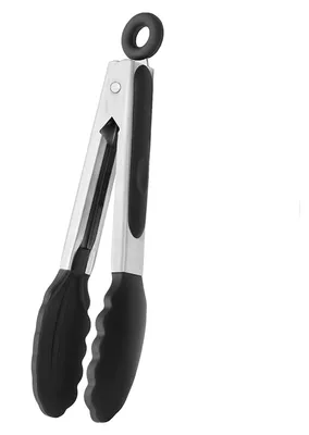 Küchenzangen-Set, 9-tlg., Edelstahl, Silikongriff, 27 cm, schwarz