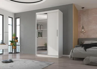 Obrázek produktu pro Šatní skříň se zrcadlem 120 cm HAMLIA - bílá