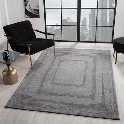 Obrázek produktu pro Ibenzoa® 3D koberec – moderní koberec do obývacího pokoje, 100% polypropylen, Oeko-Tex Standard 100, šedá barva, rozměry 120 x 170 cm, vhodný pro podlahové topení do 26 °C