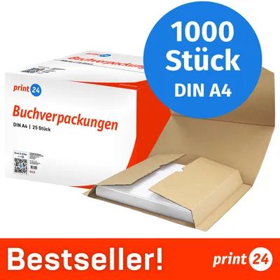 Produktbild von : print24 Buchverpackung, DIN A4, Versandverpackung, unbedruckt, 1000 Stück