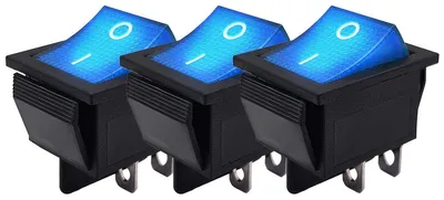 Produktbild von ProRide Wippschalter ON/OFF KCD4-202 2-polig 250V/16A Blau mit LED, 3 Stück