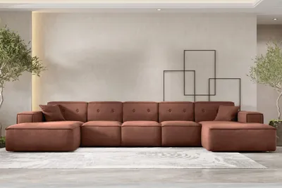 Produktbild von Wohnlandschaft Sofa U-Form CESINA XL in Stoff Opera Velvet Braun