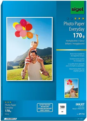 Produktbild von SIGEL IP715 Inkjet Fotopapier Everyday, hochglänzend, 170 g/m², A4, 100 Blatt