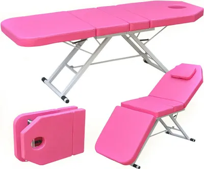 Image de Table de massage mobile table de thérapie pliante lit de massage portable table de massage légère 3 zones pieds en métal rose