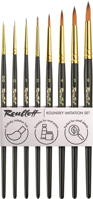 Produktbild von viridian-gmbh Künstlerpinselset, 8-teilig, Professional, Synthetik Kolinsky Imitation, Rund, Schwarz, Größen 00 bis 6, ergonomischer matter Kurzgriff, für Acryl-, Aquarell-, Gouache- und Ölfarben, hohe Elastizität und Federkraft, Serie 1S15