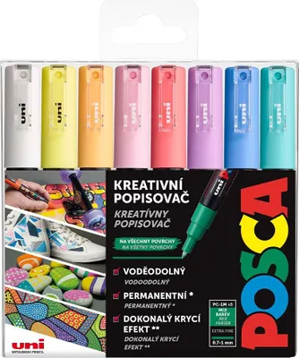 Image de POSCA marqueur unique PC-1M 0,7 mm set de 8 couleurs pastel