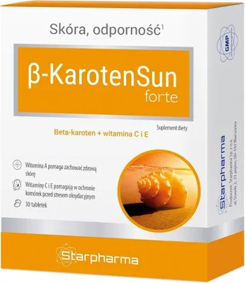 BETA-KAROTEN SUN FORTE NA PIĘKNĄ OPALENIZNĘ 30 TABLETEK - STARPHARMA