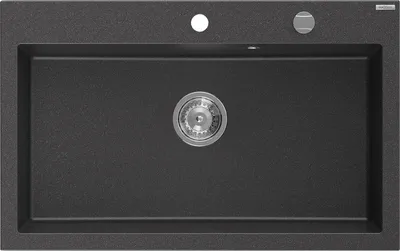 Produktbild von Mexen Elix Granitspüle 1-beckig 800 x 500 mm, schwarz gesprenkelt, Siphon Chrom - 6527801005-76
