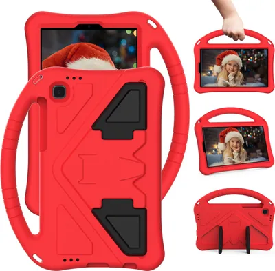 Image de Etui enfant pour Samsung Galaxy Tab A7 Lite 8.7" 2021 SM-T220/T225/T227, étui léger EVA antichoc avec support pliable et poignée rouge