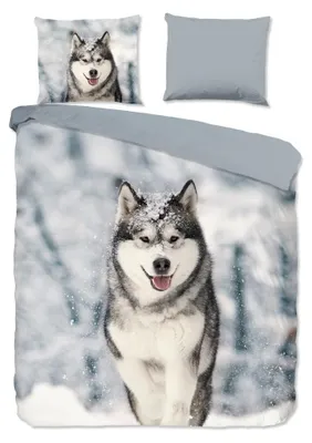 Produktbild von Good Morning Bettwäsche "Husky" - Grau - (200x220 cm) - 100 % Baumwolle