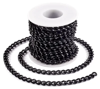 Produktbild von 5 m schwarze Aluminium-Panzerketten, ungeschweißt, gedreht, 10 x 7 mm, für selbstgemachte Halsketten und Armbänder
