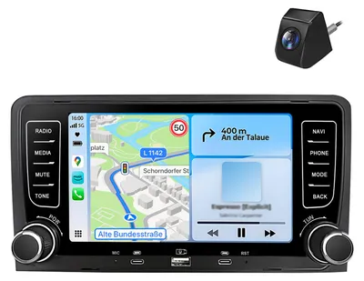 Immagine prodotto di Autoradio da 64 GB con telecamera per AUDI A3 8P 2003-2012: CarPlay, Android Auto, navigatore GPS, DAB+, Wi-Fi