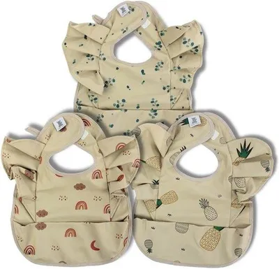 Produktbild von Famanu Set von 3 wasserdichten Lätzchen mit Auffangtasche - für 4-12 Monate