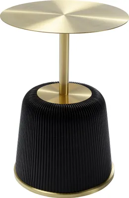Beistelltisch rund Ø40 cm, gerippter Sockel, Stahl, Gold