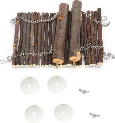 Image de Hamac d'été pour animaux de compagnie, bois de pommier, balançoire suspendue, cage, perchoir, jouet pour lapins, hamsters, chinchillas