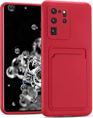 Zdjęcie produktu dla Etui na telefon komórkowy Samsung Galaxy S20 Ultra silikonowe etui ochronne z kieszenią na kartę Slim Wallet Case, czerwone