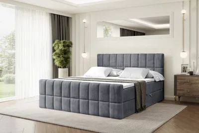 Produktbild von ALTDECOR Boxspringbett mit Fußteil, H3 Matratze und Topper - 180x200 cm - MIAMI-Z - Dunkelgrau Samt - Polsterbett mit Bettkasten und Lattenrost, Bett mit Stauraum