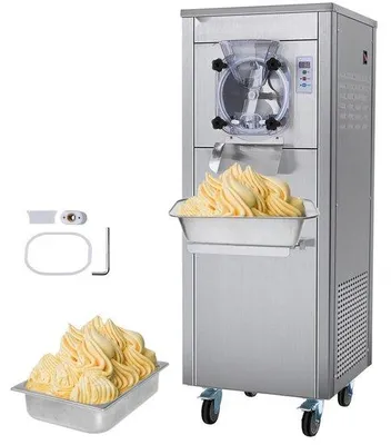 Immagine prodotto di Macchina per gelato commerciale - Produzione 18 l/h - Monogusto - Macchina per gelato duro con ruote - Cilindro in acciaio inox da 6 L - Pannello a LED - Preraffreddamento automatico con pulizia - Bar per ristoranti