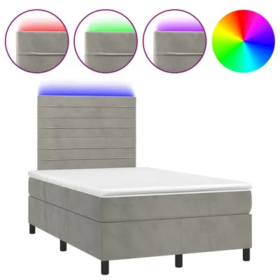 Produktbild von vidaXL Boxspringbett mit Matratze & LED Hellgrau 120x190 cm Samt