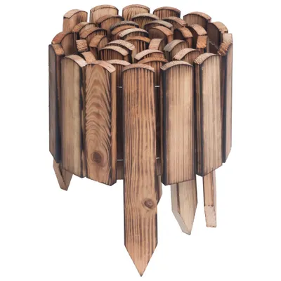 Produktbild von Woodygift Holz Palisade Rasenkante Beeteinfassung 20x200 cm Gartenzaun Beetumrandung Rollborder Kiefer geflämmt