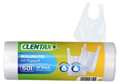 Produktbild von CLENTAX Müllbeutel 50L mit Tragegriff 20 St Reissfest Tropfsicher