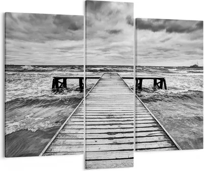 Produktbild von Bild auf Leinwand - Leinwandbild - Brücke Meer Welle - 95x80cm - Wand Bild - Wanddeko - Wandbilder - Leinwanddruck - Bilder - Kunstdruck - Wanddekoration - Leinwand bilder - Wandkunst - CB95x80-3637