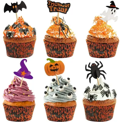 Produktbild von Halloween-Dekorationsset 120 Stück Zahnstocherflaggen für Partydekoration